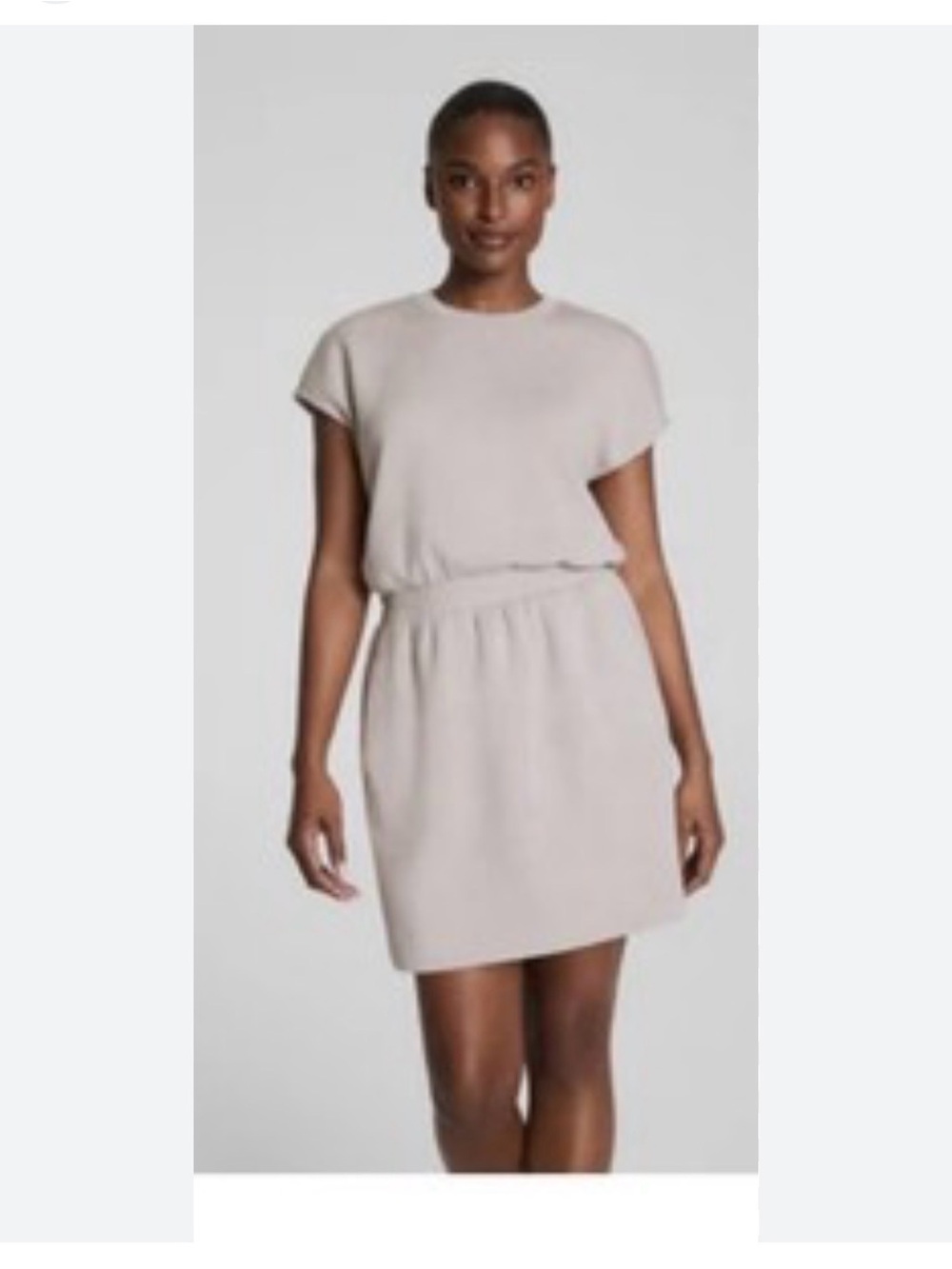 Spanx Air Essentials Dress in French Grey. Cinched waist and pockets.